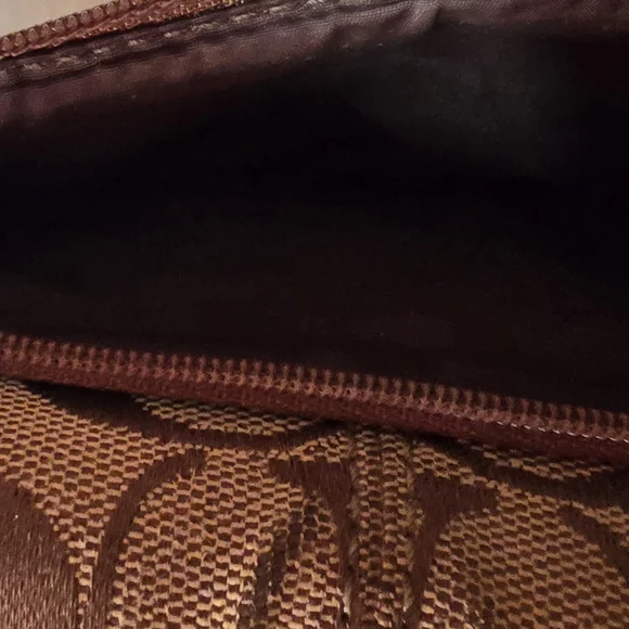 Vintage Coach Brown Leather Canvas Trifold Wallet with Snap Closure - Picture 8 of 8